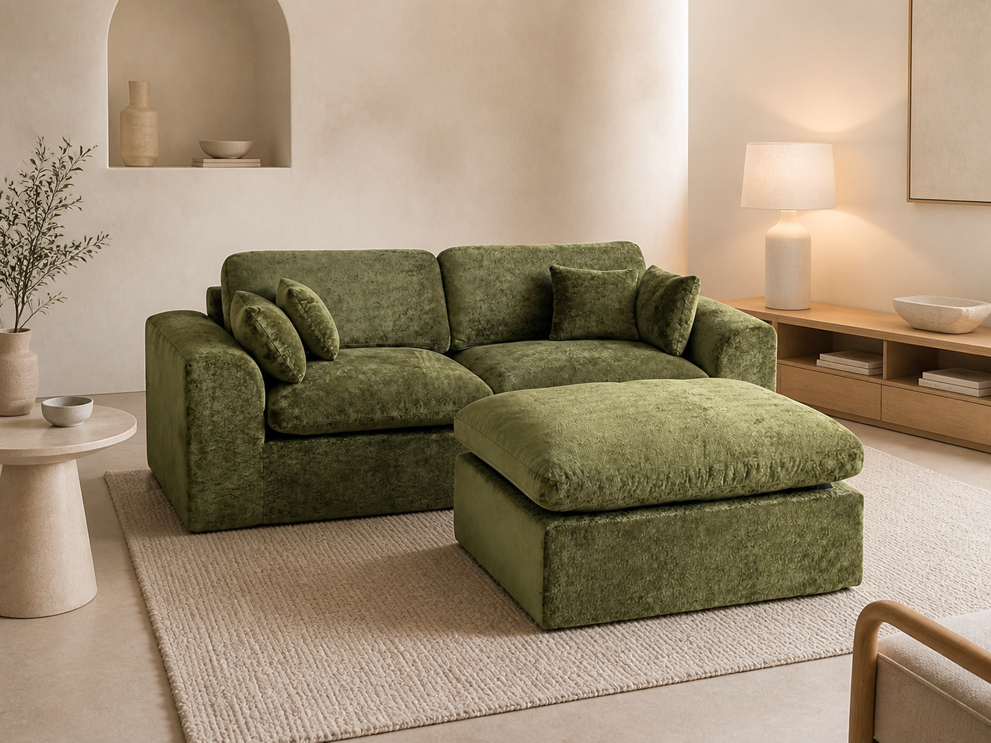 Cloud-Like Chenille Modular 2-Seater Sofa