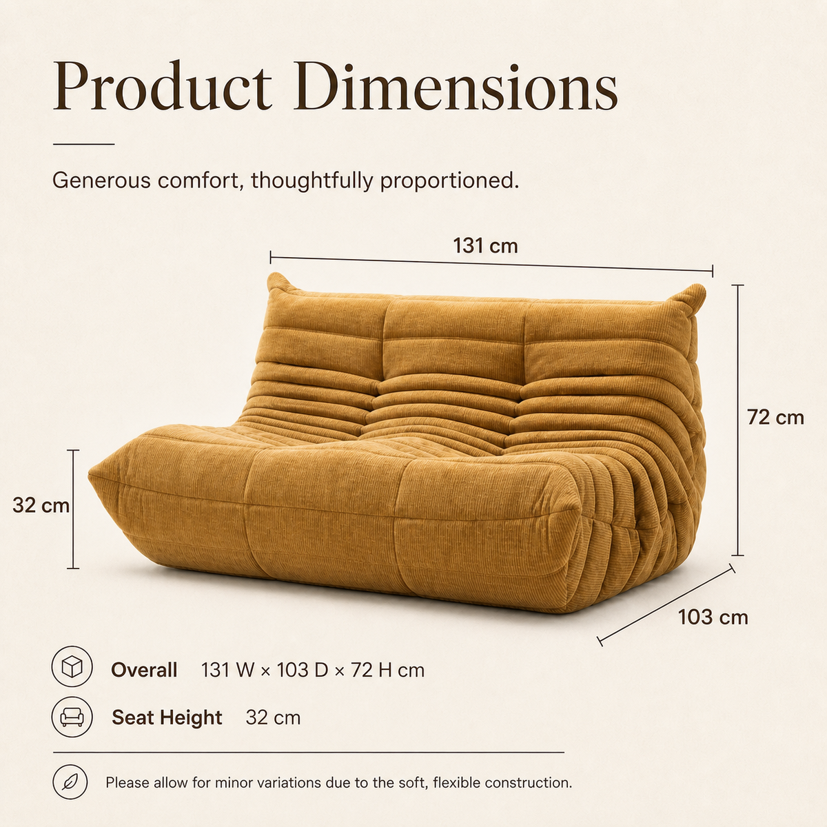 Yellow ROREN Togo 2-seater sofa lifestyle view