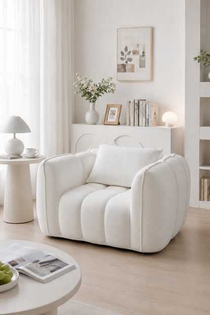 Aura Puffer Lounge Chair - White