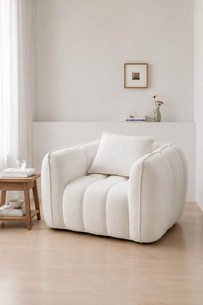 Aura Puffer Lounge Chair - White