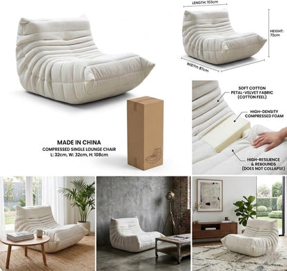 Aura Caterpillar Chair - Ivory Corduroy