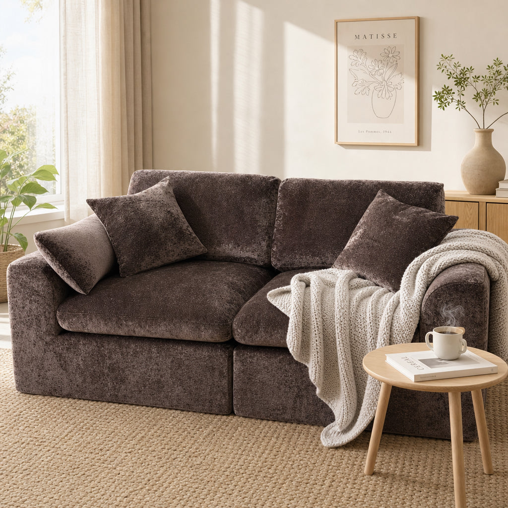 Cloud-Like Chenille Modular 2-Seater Sofa