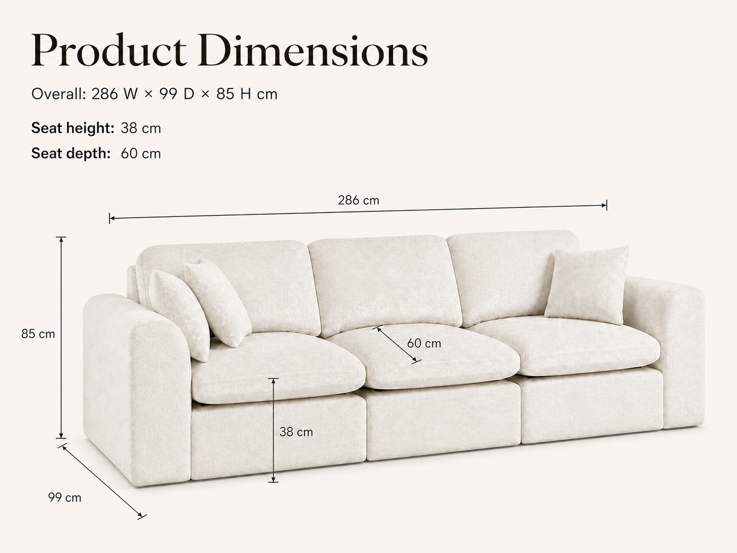 Cloud Modular 3-Seater Chaise Sofa
