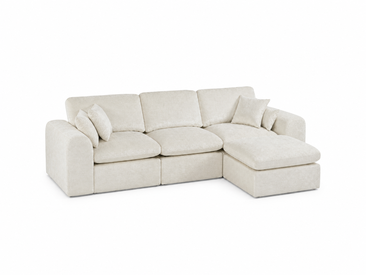 Cloud-Like Chenille Modular 3-Seater Chaise Sofa