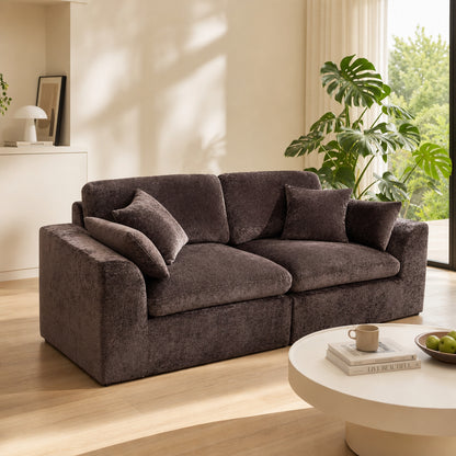 Cloud-Like Chenille Modular 2-Seater Sofa