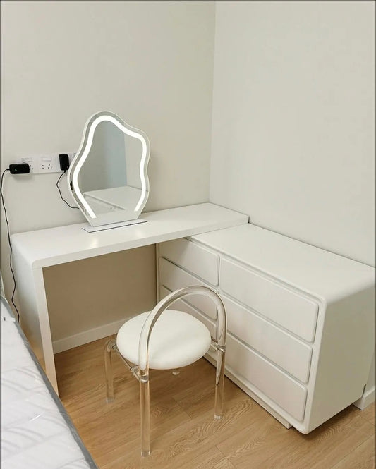 Aura Cloud Mirror Vanity Set six drawer