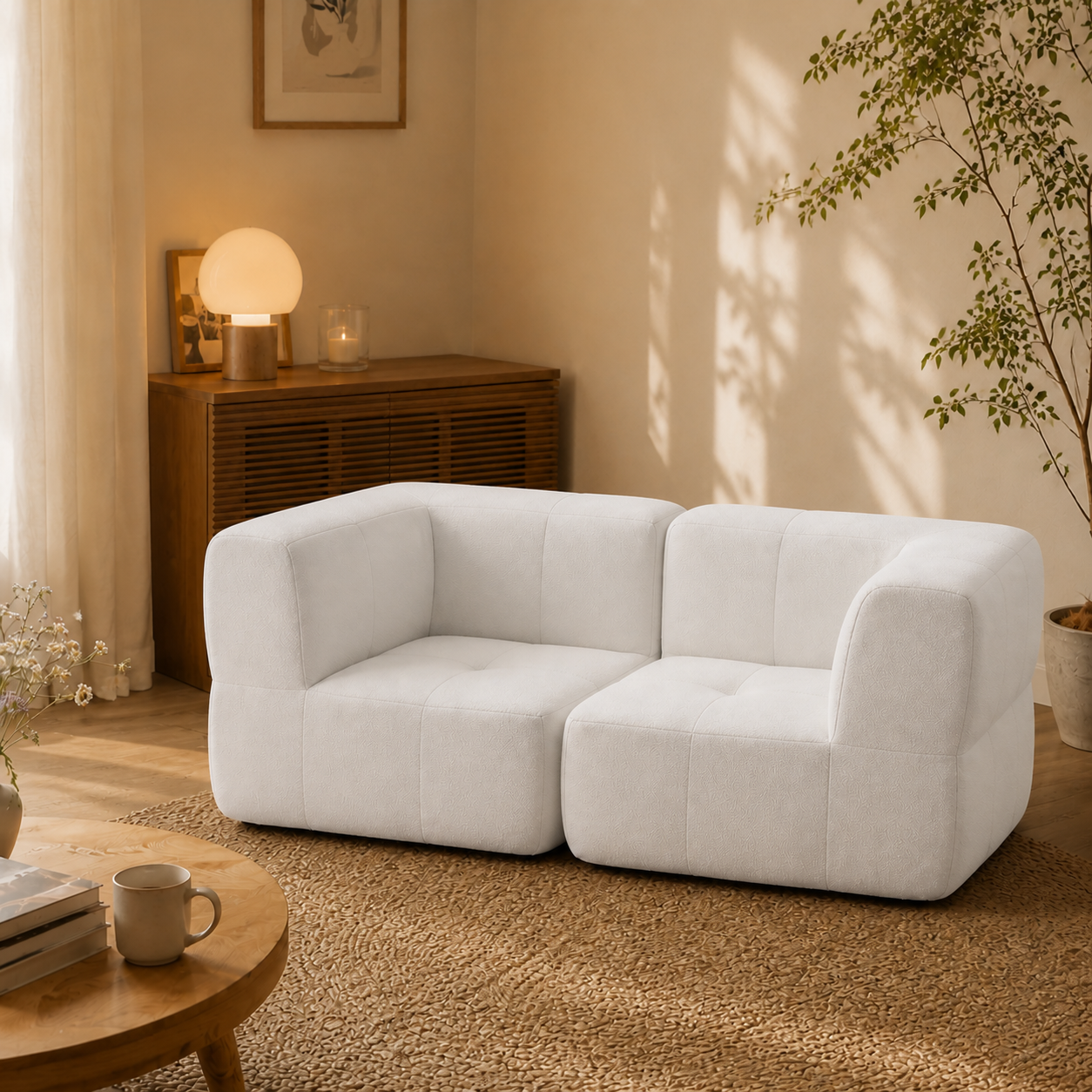 Aura Marshmallow 2-Seater Sofa - White