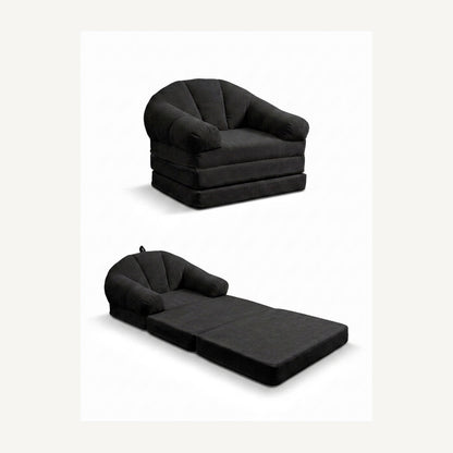 Aura Tri-Fold Sofa Bed black chair and bed views