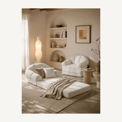 Aura Tri-Fold Sofa Bed white lifestyle view