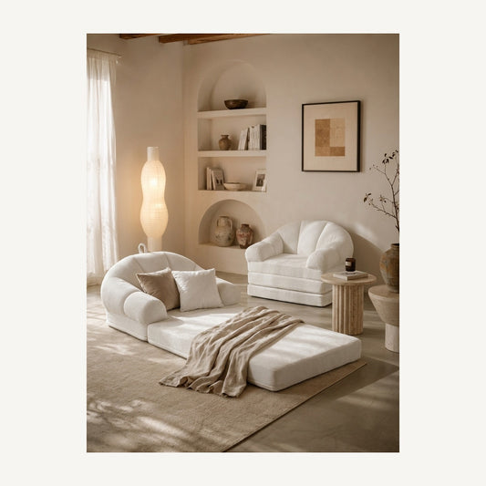 Aura Tri-Fold Sofa Bed white lifestyle view