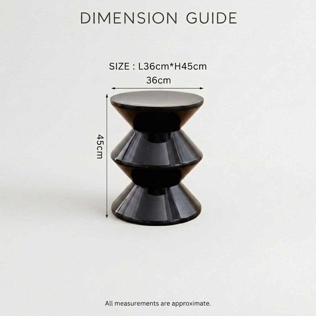 Black ROREN Hourglass side table alternate view