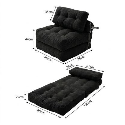Black ROREN Tofu Block single sofa bed folded out