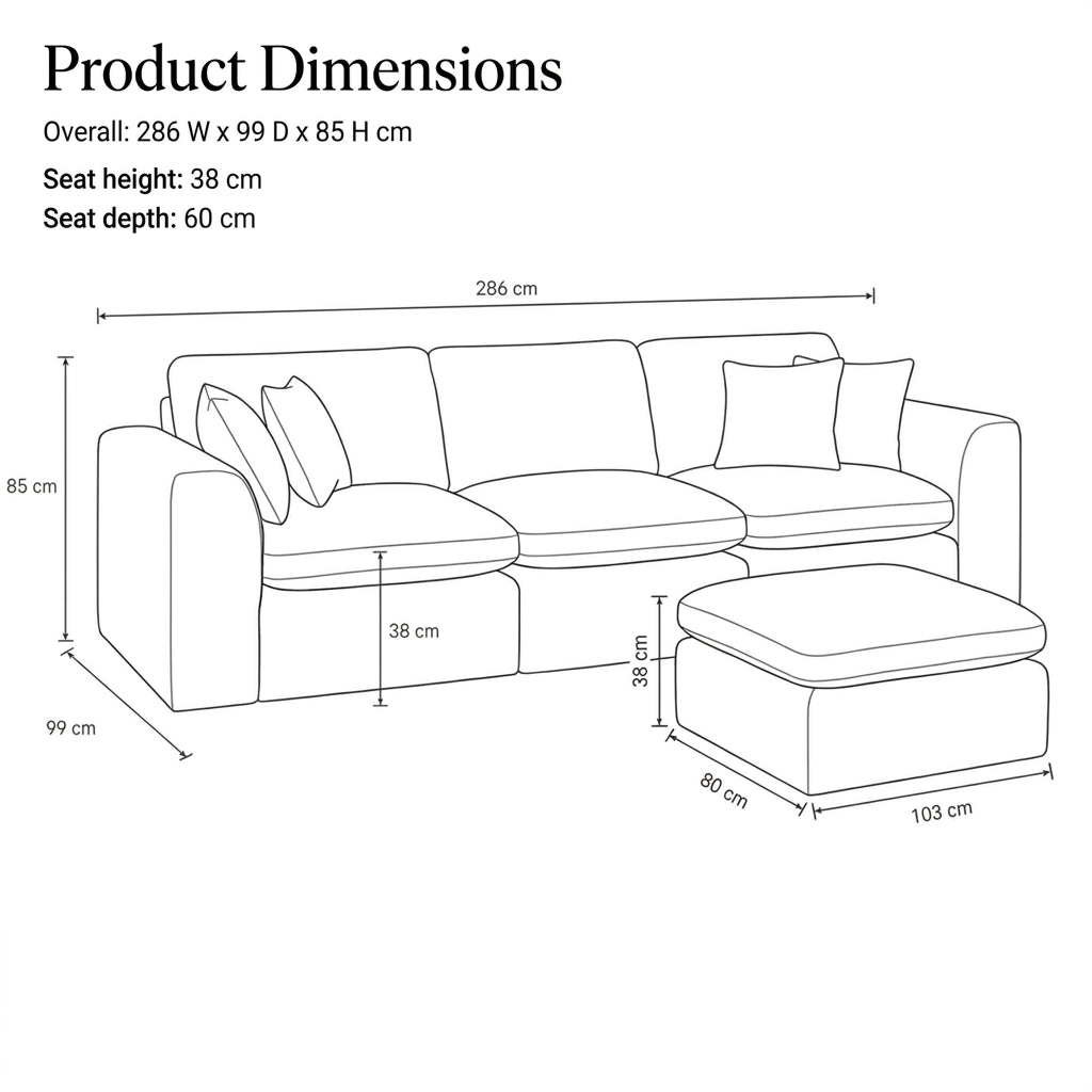 ROREN Cloud Sofa — 3-Seater | White