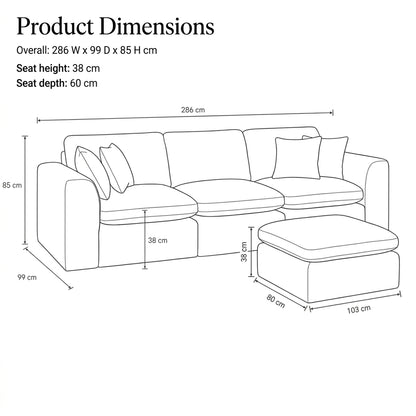 ROREN Cloud Sofa — 3-Seater | White