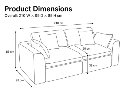 Cloud-Like Chenille Modular 2-Seater Sofa