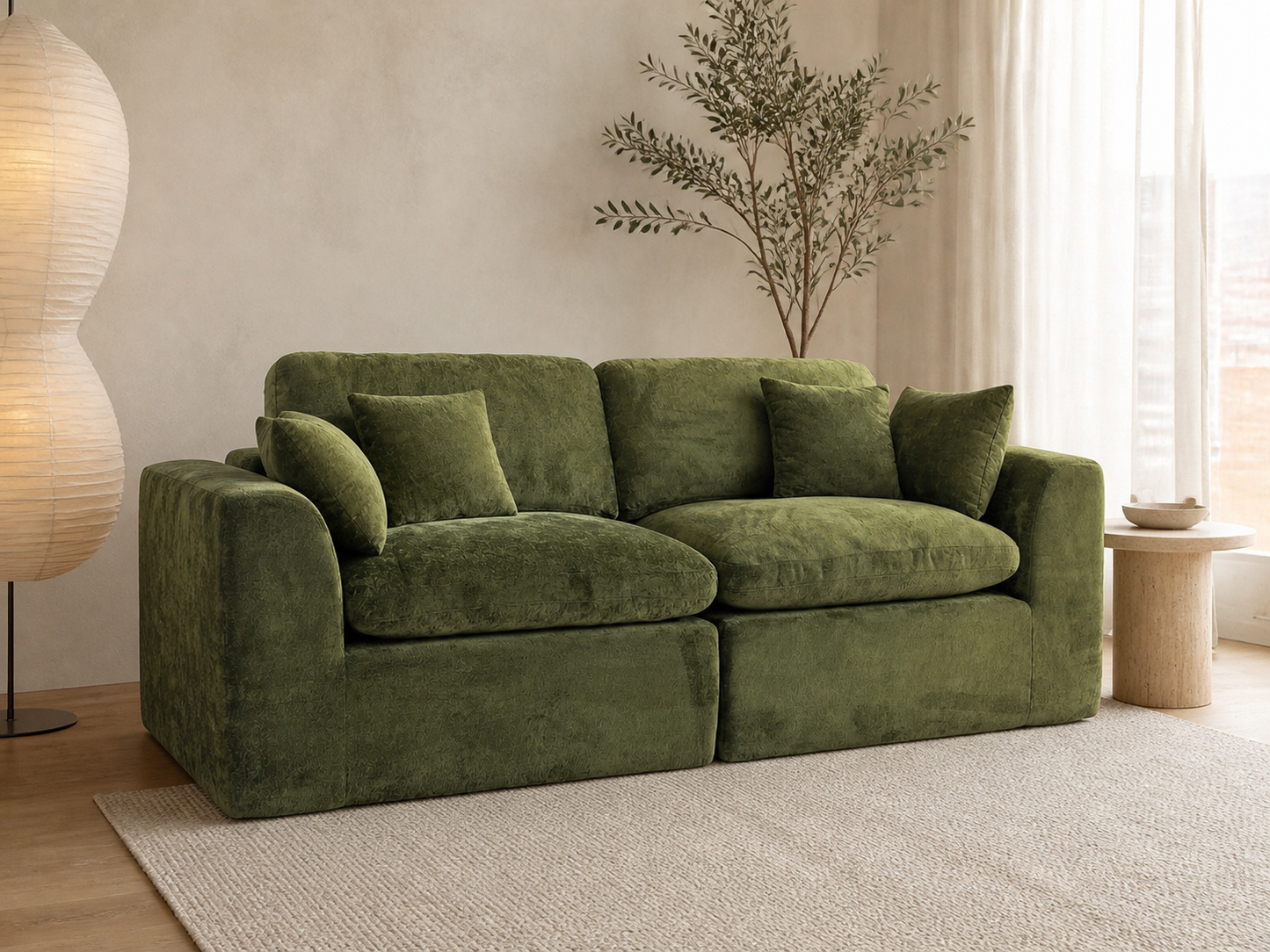 Cloud-Like Chenille Modular 2-Seater Sofa