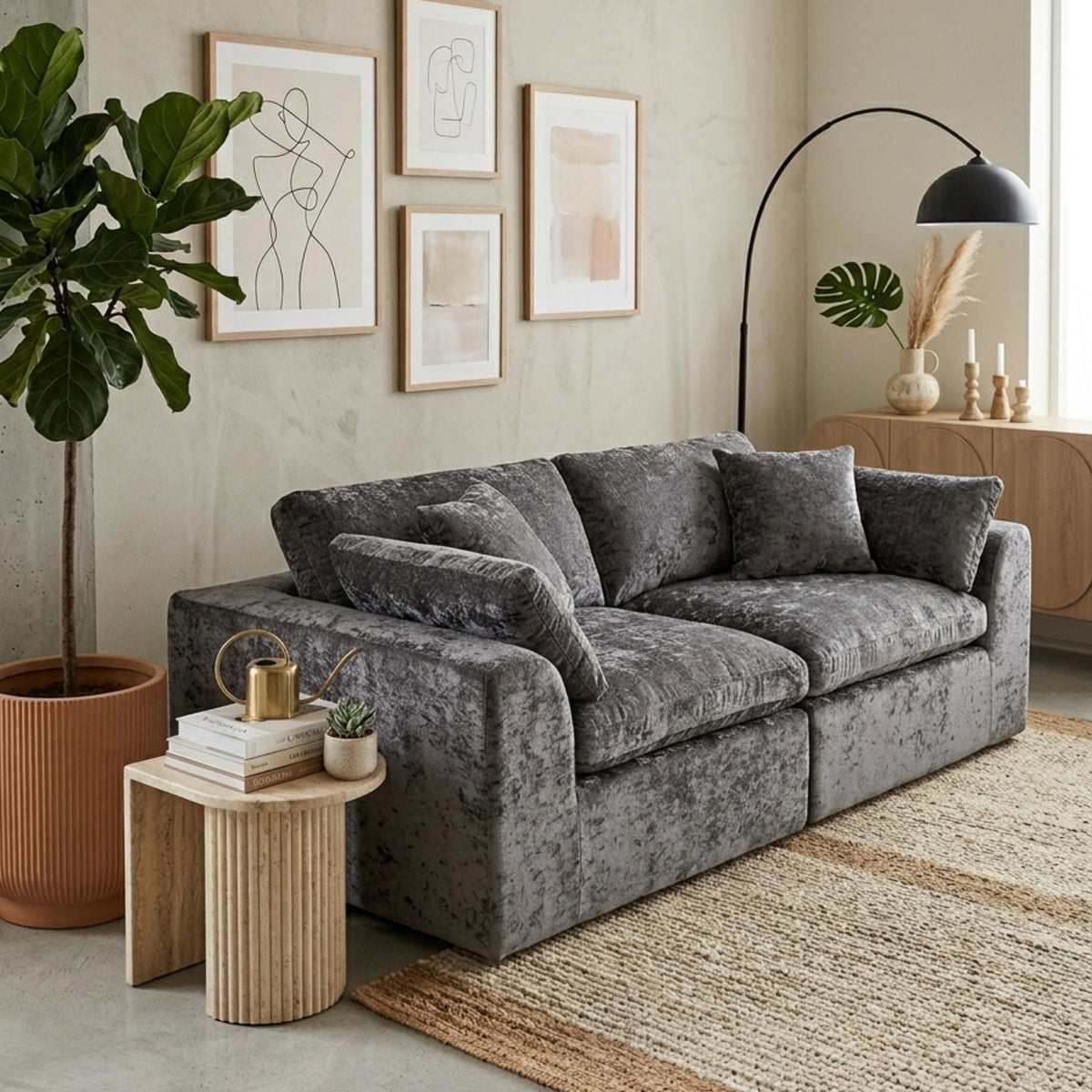 Dark grey ROREN Cloud 2-seater sofa alternate view