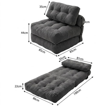 Dark grey ROREN Tofu Block single sofa bed folded out