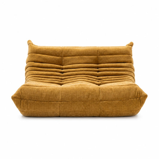 Front view of yellow ROREN Togo 2-seater sofa