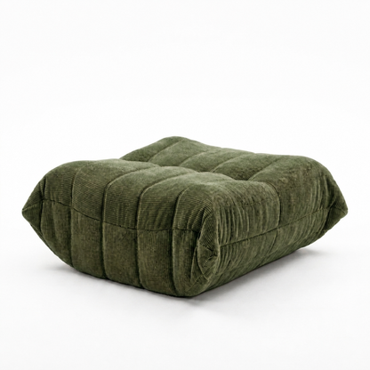 Olive green ROREN Togo ottoman on a white background