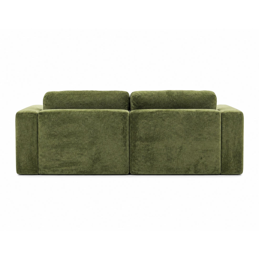 Rear view of green ROREN Cloud 2-seater sofa
