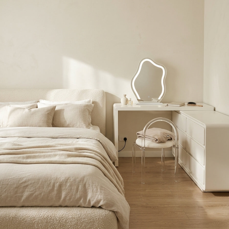 Six-drawer ROREN vanity set with cloud mirror