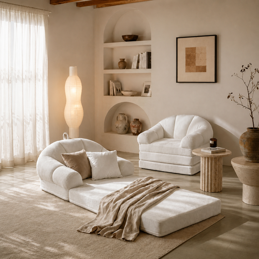 White ROREN Tri-Fold single sofa bed