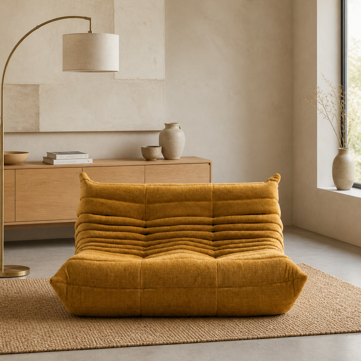 Yellow ROREN Togo 2-seater sofa